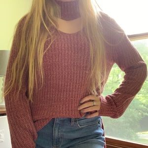 Pink/Mauve Cutout Collar Sweater